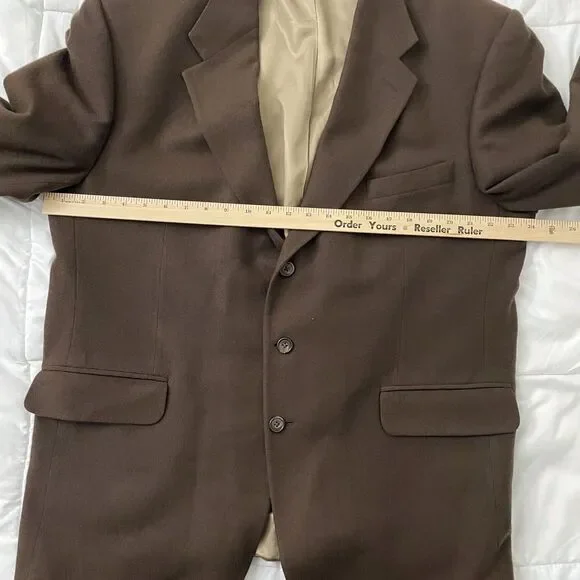 Oscar de la Renta Blazer Mens 48 R Brown Cashmere Blend Lambswool Sport Coat